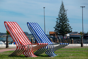Giant striped beach chairs in costa nova