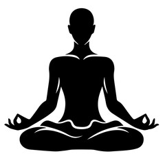 black and white vector silhouette of meditation