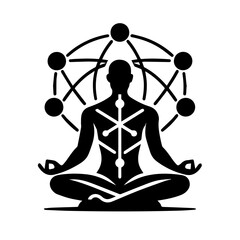 black and white vector silhouette of meditation