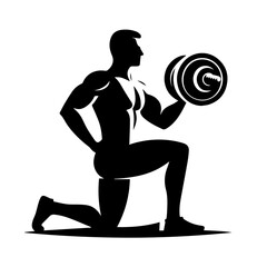 black and white vector silhouette of gym person