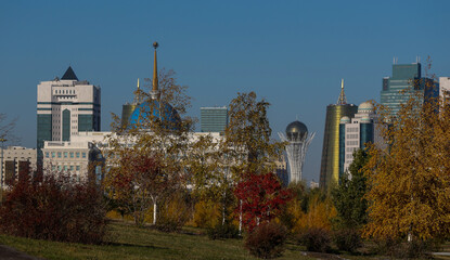 Obraz premium Astana is the capital of the Republic of Kazakhstan. The city is located in the north of the country, on the banks of the Ishim River. 