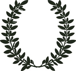 Dark green laurel wreath with white background leaves