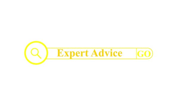business hand clicking expert advice button on search toolbar with vintage style effect 4k,.