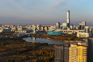 Obraz premium Astana is the capital of the Republic of Kazakhstan. The city is located in the north of the country, on the banks of the Ishim River. 