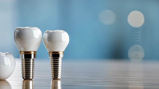 Discover how dental implants are crafted and assembled, featuring close-ups of individual pieces in a bright setting