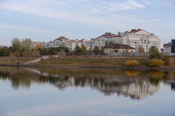 Obraz premium Astana is the capital of the Republic of Kazakhstan. The city is located in the north of the country, on the banks of the Ishim River. 