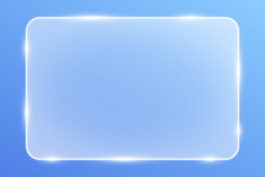 Rectangle glass plate on blue background, vector illustration.