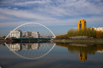Fototapeta premium Astana is the capital of the Republic of Kazakhstan. The city is located in the north of the country, on the banks of the Ishim River. 