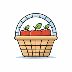 doodle vector design icon Fresh apples in basket