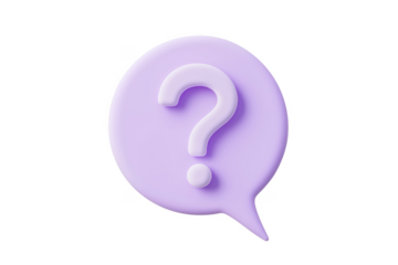 Purple question mark speech bubble isolated on a transparent background