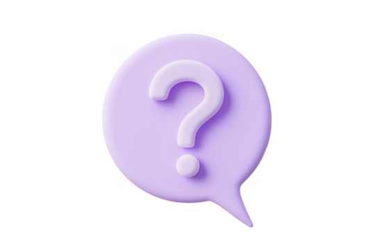 Purple question mark speech bubble isolated on a transparent background