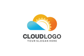 Creative modern cloud and sun icon symbol logo vector design