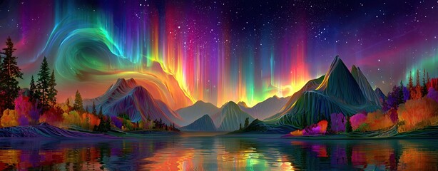 Psychedelic vivid dreamscape, hyperreal fantasy nature scene