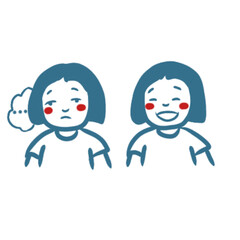 Sad and Happy Girl Emotion Comparison Doodle Drawing