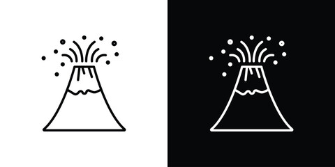Volcano eruption icon - Line Style. symbol template design