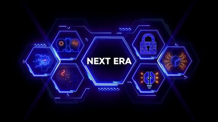 Next Era Technology Network with AI, Security, and Brain Icons future innovation