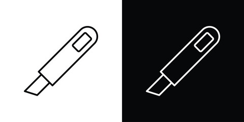Utility knife icon - Line Style. symbol template design