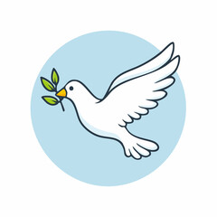 doodle vector icon Free flying white dove isolated