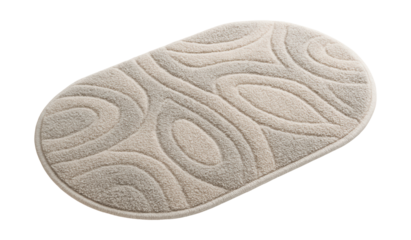 Oval bath mat featuring raised patterns for a modern bathroom aesthetic.