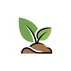Illustration of a small plant growing out of soil, symbolizing growth, nature, and environmental awareness.