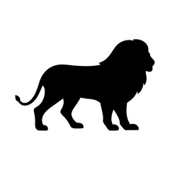 Powerful lion silhouette standing majestically on a white background, illustration
