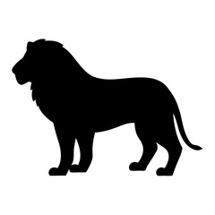 Majestic Lion Silhouette Standing Proudly in Black and White Illustration