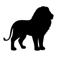 Majestic Lion Silhouette Displaying Wild Beauty and Strength on White Background