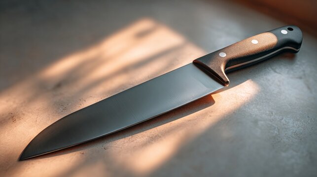A knife is laying on a countertop