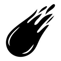 Stylized Silhouette of a Falling Comet with Debris and Burning Tail
