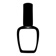 Stylized nail polish bottle silhouette on white background, a beauty product image