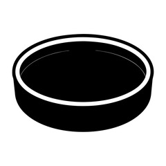 Black and white circular container illustration, abstract graphic design, monochrome theme