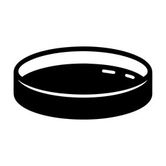 A simple black and white petri dish viewed from an oblique angle