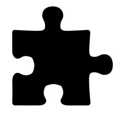 Black jigsaw puzzle piece on a white background signifying connection