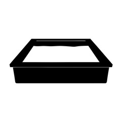 Black and white illustration of a rectangular tray or container