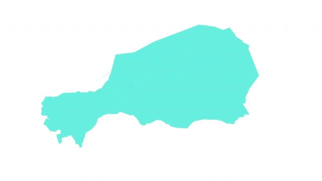 Niger map outline animation with alpha channel with connectivity, Technology