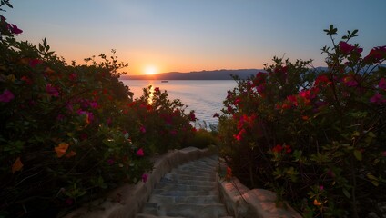 sunset over the lake