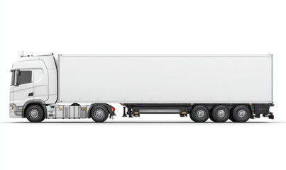 White cargo truck parked on a plain background for commercial use