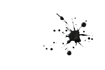 Ink splash isolated on transparent background liquid droplets black graphic element