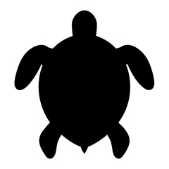 Elegant black silhouette of sea turtle swimming in the ocean gracefully