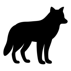 Silhouette of a Standing Wolf or Similar Canine Animal Illustration