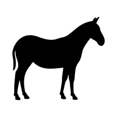 Standing horse silhouette in black against a plain white background image