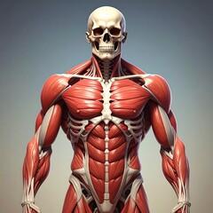 Detailed anatomical illustration revealing the human muscular and skeletal structure