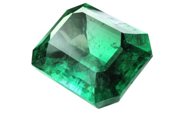 Emerald gemstone faceted cut isolated on a transparent background