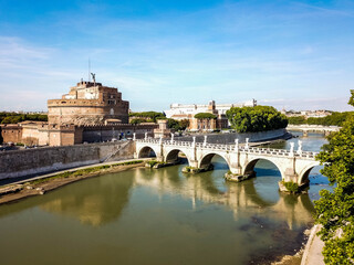 Obraz premium Rome, Italy - Castel Sant'Angelo and the bridge on the Tiber River in Rome