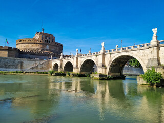 Obraz premium Rome, Italy - Castel Sant'Angelo and the bridge on the Tiber River in Rome