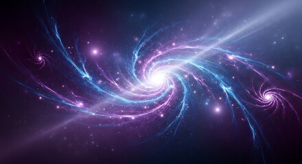Fototapeta premium A mesmerizing spiral galaxy with radiant blue and purple hues, showcasing the vastness and beauty of space, with swirling nebulae and distant stars illuminating the cosmos