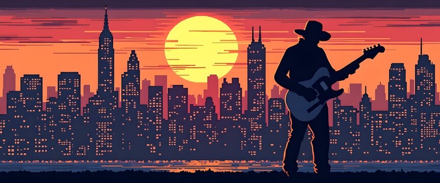 man with guitar in the street