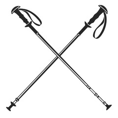 Crossed trekking or hiking poles for outdoor activity