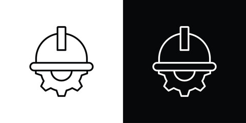 Construction worker icon - Line Style. symbol template design