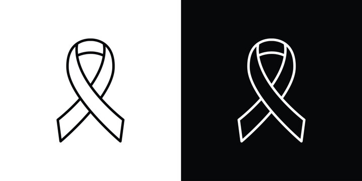 Cancer ribbon icon - Line Style. symbol template design